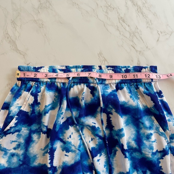Michael Kors Blue and White Watercolor Tie Dye Lightweight Drawstring Pant - Picture 11 of 11